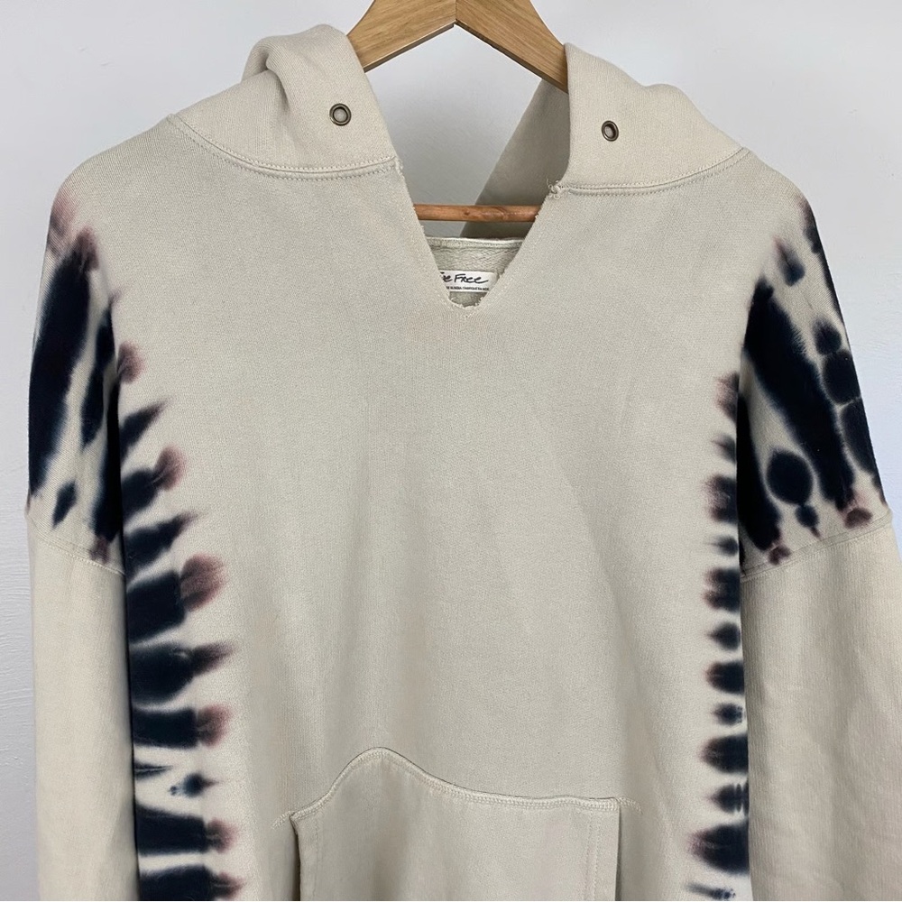 FREE PEOPLE WASHED GREY MORNING COMBO TIE DYE ITS A VIBE HOODIE | LARGE - Picture 8 of 16